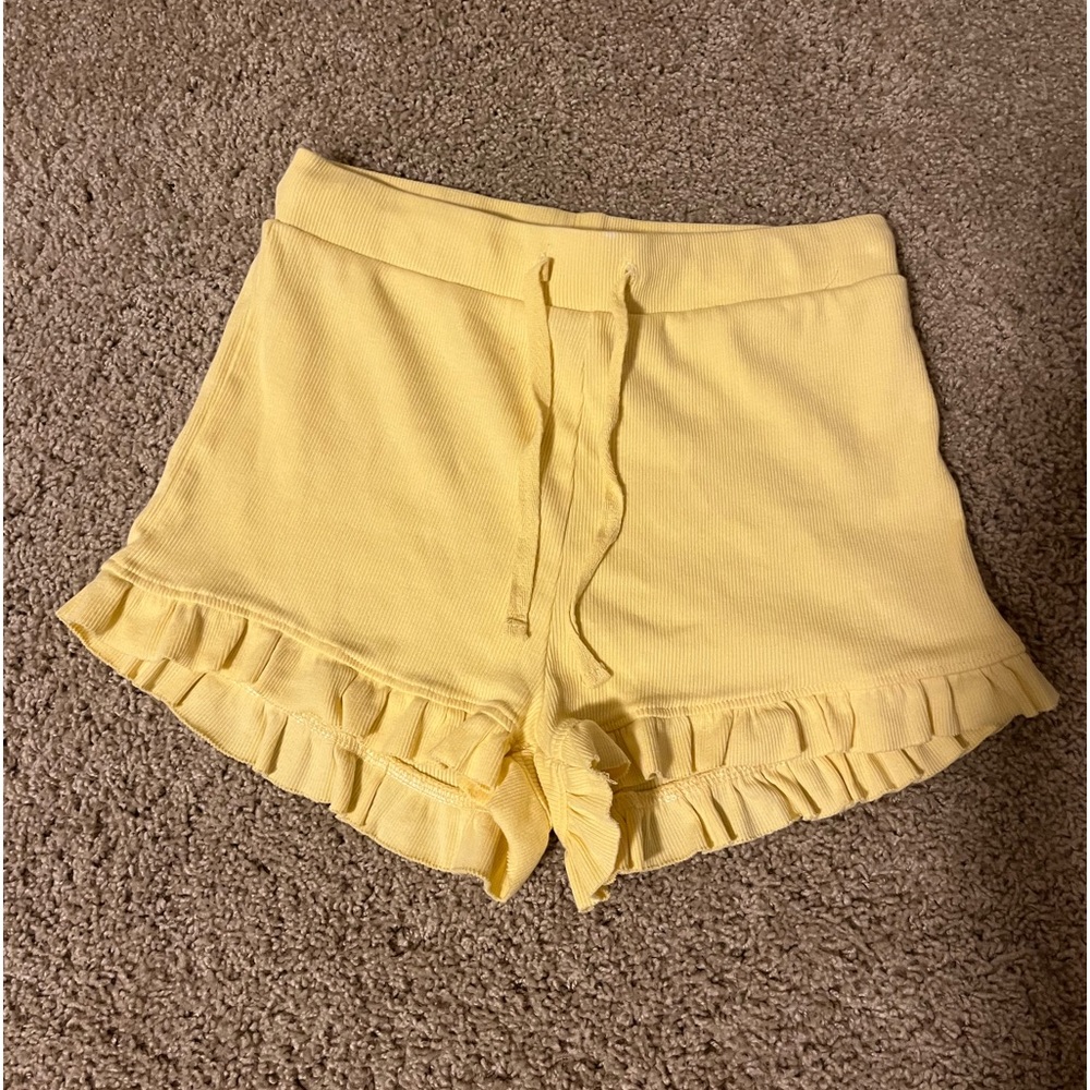 Zara Yellow Ruffle Shorts